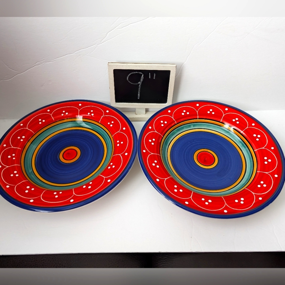 Pier 1 San Marco discontinued vintage 9" ceramic dinner plates‎ lot 2
